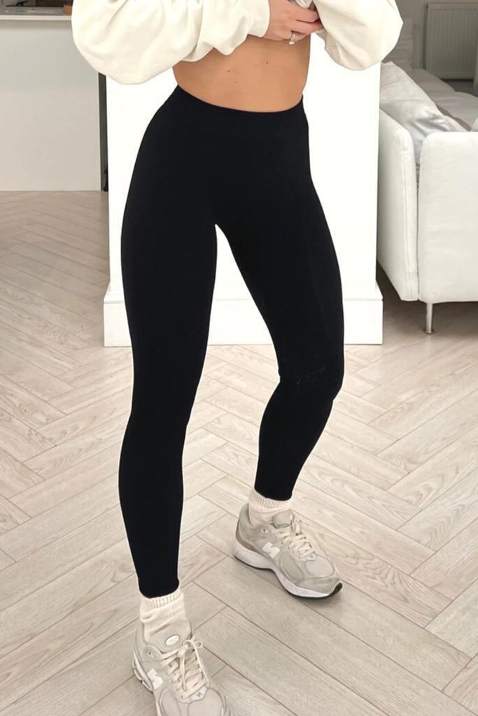 High Waist Thick Seamless Ribbed Stretchy Leggings –