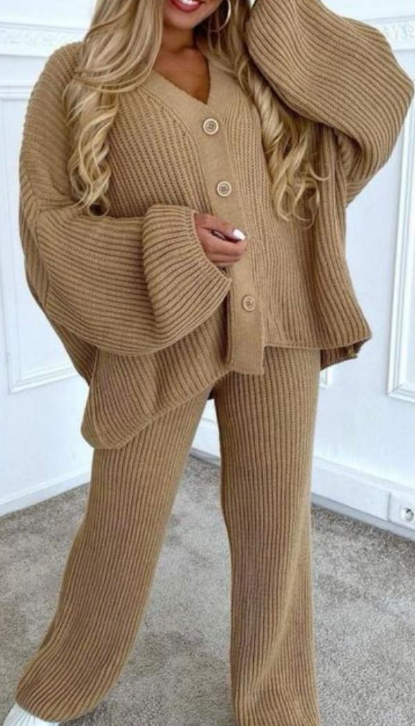 The 4 Button Knitted Cardigan Trouser Co-ord Two Piece