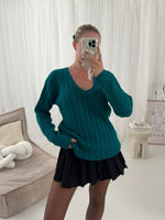 Vera V Neck Long Sleeved  Ribbed Jumper Top