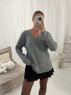 Vera V Neck Long Sleeved  Ribbed Jumper Top