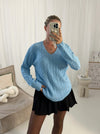 Vera V Neck Long Sleeved  Ribbed Jumper Top