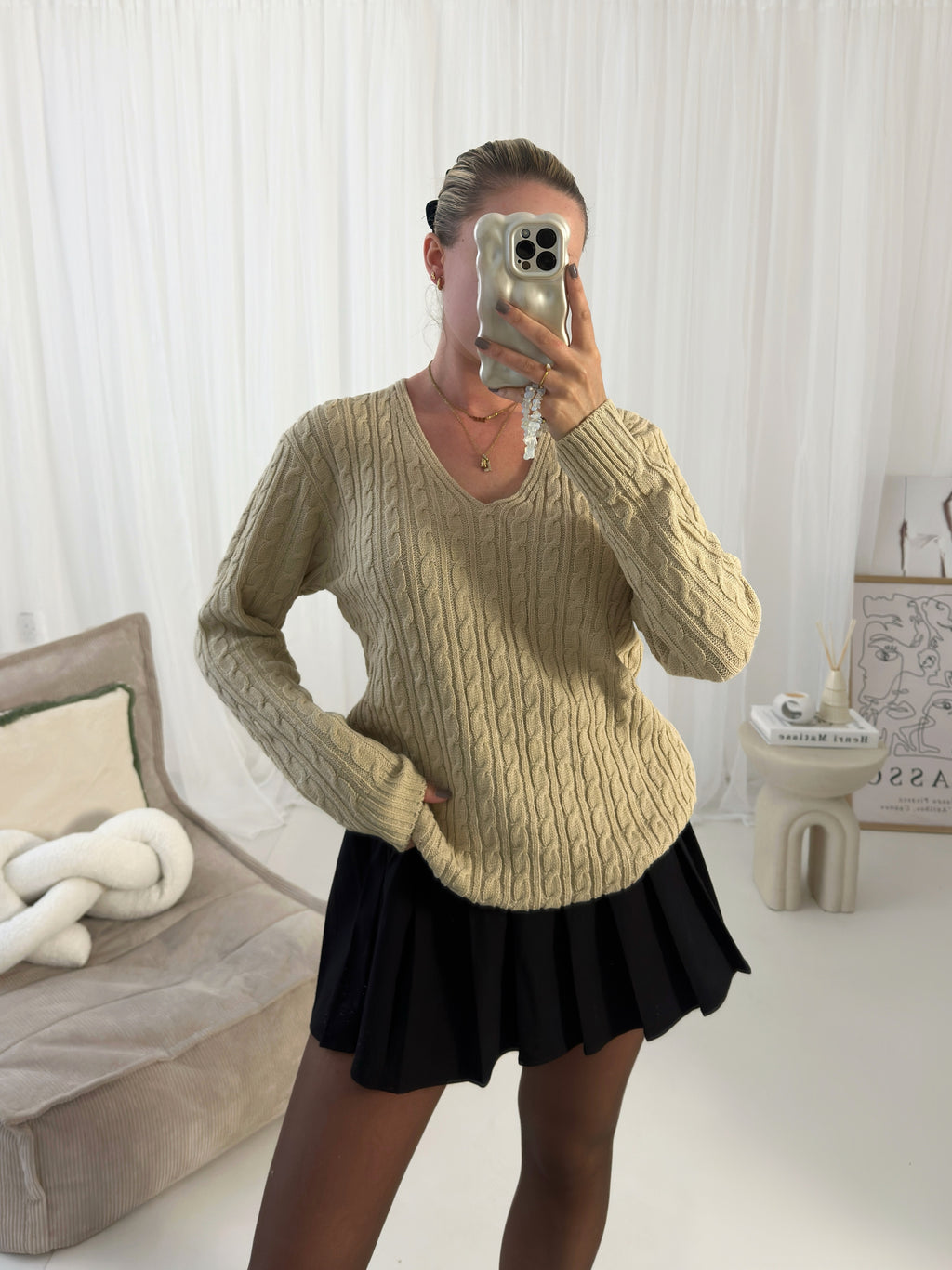 Vera V Neck Long Sleeved  Ribbed Jumper Top