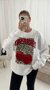 Leopard Cherry Slogan SWEATER JUMPER