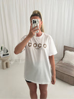 Coco Paris Gold Text Slogan Oversized Tshirt