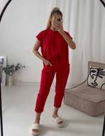 The Boxy Short Sleeved Round Neck Two Piece Loungewear Tracksuit (With Joggers)