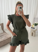 Cheese Cloth Frill With Shorts Lounge Set Co Ord