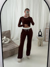 Long Sleeved Contrast Two piece Lounge Set