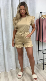 Frill Sleeved Shorts Two Piece Set