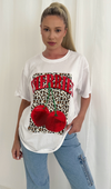 LEOPARD CHERRY Slogan T-Shirt