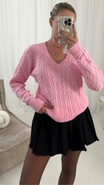 Vera V Neck Long Sleeved  Ribbed Jumper Top