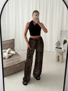 Roxy Leopard Animal Print Wide Leg Palazzo Trousers