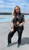 Double Button Collared Gilet Waistcoat with Bottom and Breast Pockets - omgfashion.com
