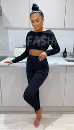 The Cropped Lounge Wear Two Piece Tracksuit - omgfashion.com