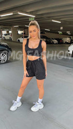 The Owens Drawstring Shorts and Crop Top Two Piece Lounge Wear Set - omgfashion.com