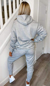 Ponti Hooded Ruche Sleeved Lounge Wear Tracksuit - omgfashion.com