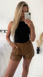Sports Luxe Faux Leather Shorts