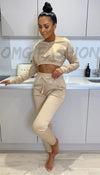 The Cropped Lounge Wear Two Piece Tracksuit - omgfashion.com