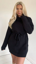 Middle Tied Front Jumper Dress - omgfashion.com