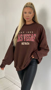 EST 1905 LAS VEGAS Oversized Long Sleeved Sweater - omgfashion.com