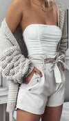 Bubble Sleeved Knitted Cardigan - omgfashion.com