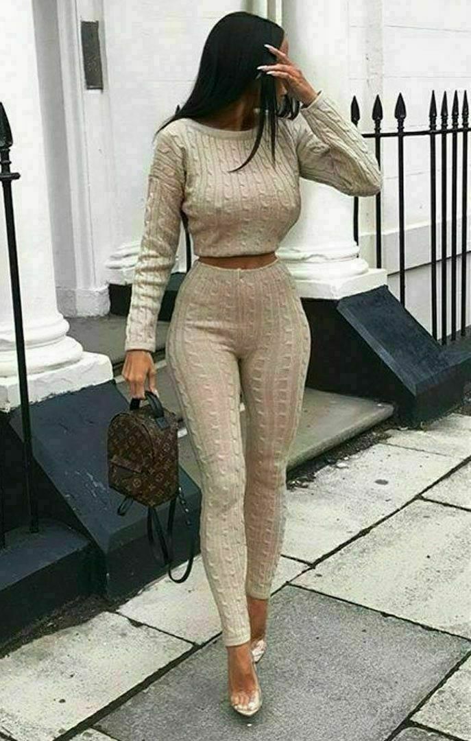 Fitted Cable Knitted Two Piece Set