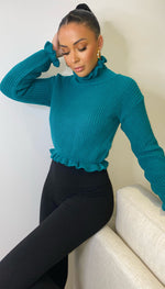 Frill Cropped Knitted Jumper - omgfashion.com