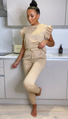 The Frill Sleeve Vest Lounge Wear Two Piece Tracksuit - omgfashion.com