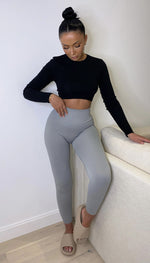 Exclusive High Waisted Ribbed Gym Fitness Leggings - omgfashion.com