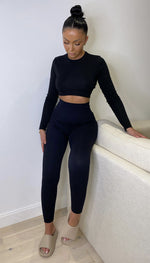 Exclusive High Waisted Ribbed Gym Fitness Leggings - omgfashion.com