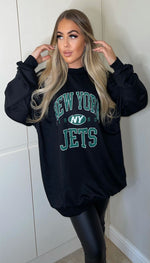 NEW YORK JETS Oversized Long Sleeved Sweater - omgfashion.com