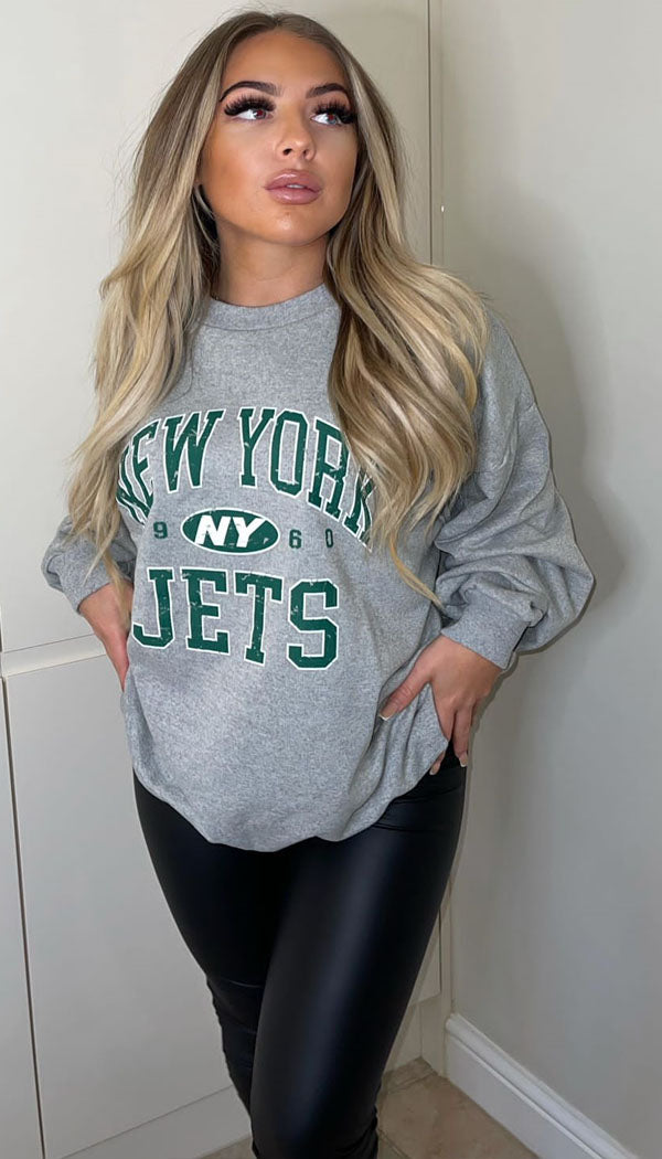 NEW YORK JETS Oversized Long Sleeved Sweater - omgfashion.com
