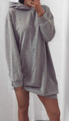 Oversized Hoodie Dress In Light Grey - omgfashion.com
