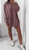 Oversized Hoodie Dress In Rose Pink - omgfashion.com