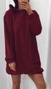 Oversized Hoodie Dress In Wine - omgfashion.com