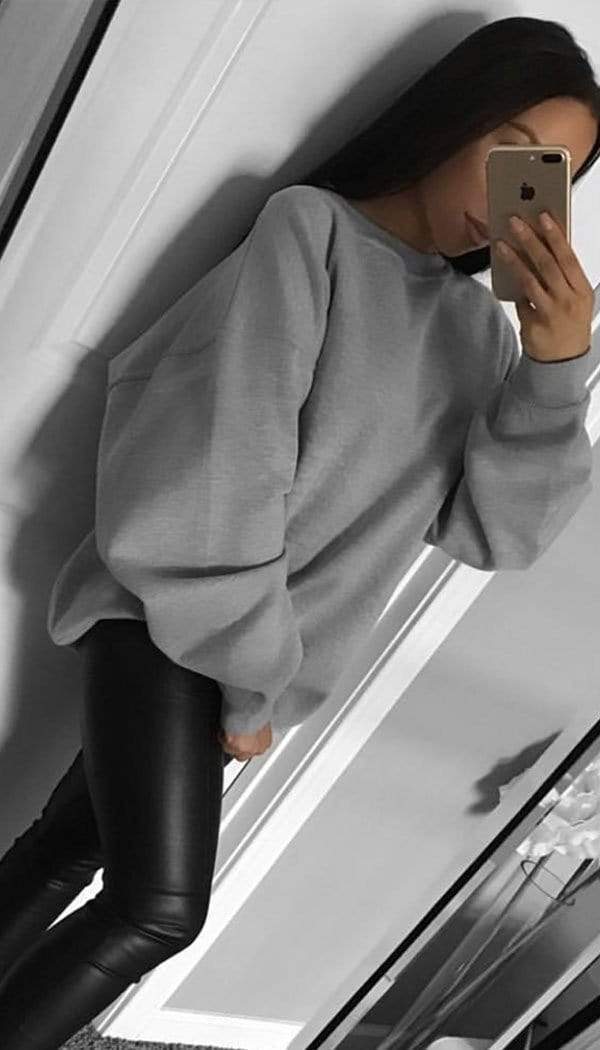 Oversized Sweater In Grey - omgfashion.com