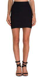 Ribbed Panel Bodycon Mini Skirt In Black - omgfashion.com
