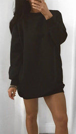 Oversized Sweater Dress In Black - omgfashion.com