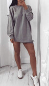 Oversized Sweater Dress In Light Grey - omgfashion.com