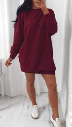 Oversized Sweater Dress In Wine - omgfashion.com