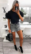 Tulle Puff Frill Sleeved T-Shirt - omgfashion.com