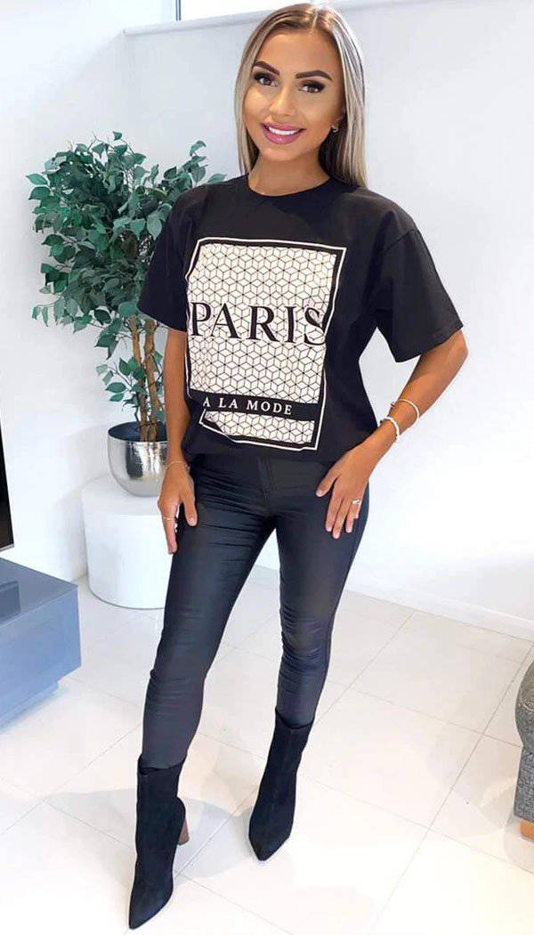 " PARIS A LA MODE " Oversized T-Shirt - omgfashion.com