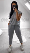 Boxy Short Sleeved Loungewear Set - omgfashion.com