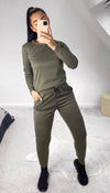 Long Sleeved Quality Plain Loungewear Tracksuit - omgfashion.com