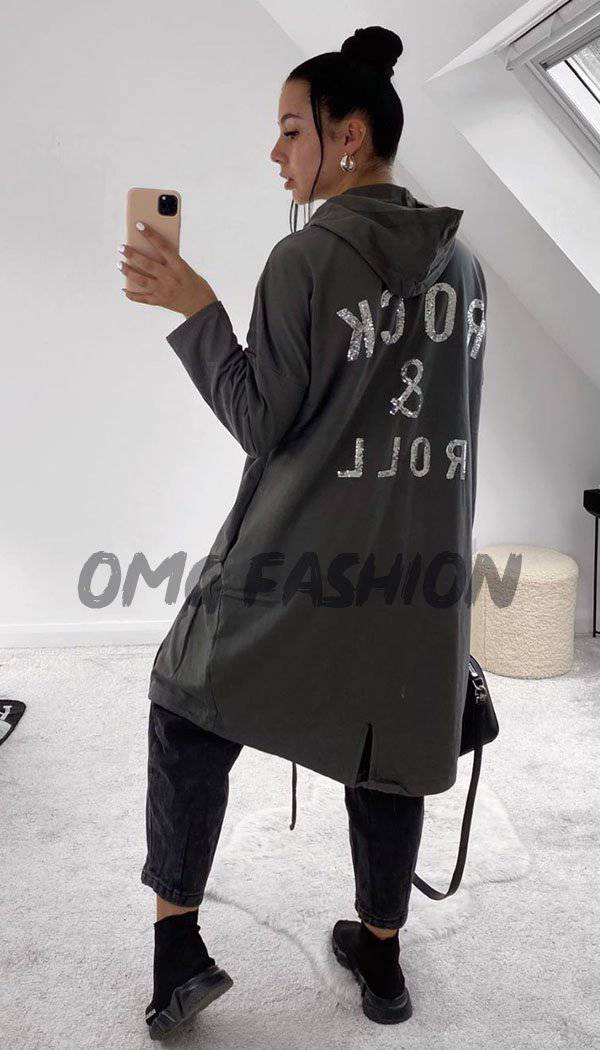 " ROCK AND ROLL " Oversized Hoodie - omgfashion.com