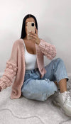 Bubble Sleeved Knitted Cardigan - omgfashion.com