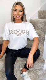 "J'Adore Paris" Short Sleeved Oversized T-shirt - omgfashion.com
