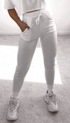 Plain Tied Front Fitted Jogger - omgfashion.com