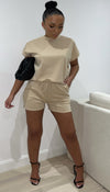 Boxy Short Sleeved Loungewear With Short Set (With Shorts)