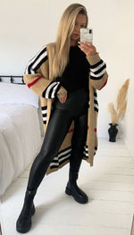 Striped Open Chunky Knitted Cardigan